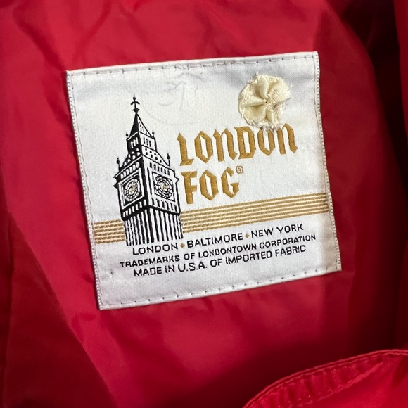 🍎|•LONDON FOG•| Candy Apple Red Vintage Trench Coat Size 8 - Picture 13 of 14